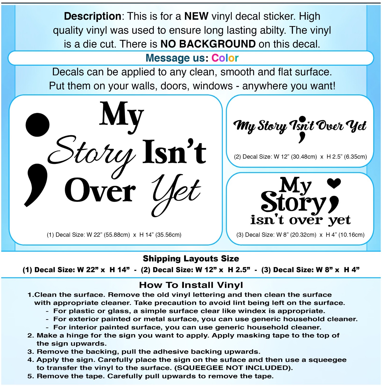 My Story Isn't Over Yet Life Motivational Wall Art Vinyl Decor Sticker Decal 165
