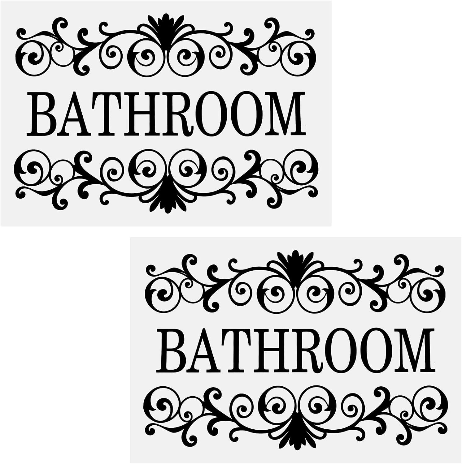 2 Packs Black Vine Bathroom Wall Decals Sticker, Bathroom Stickers for Wall Bath