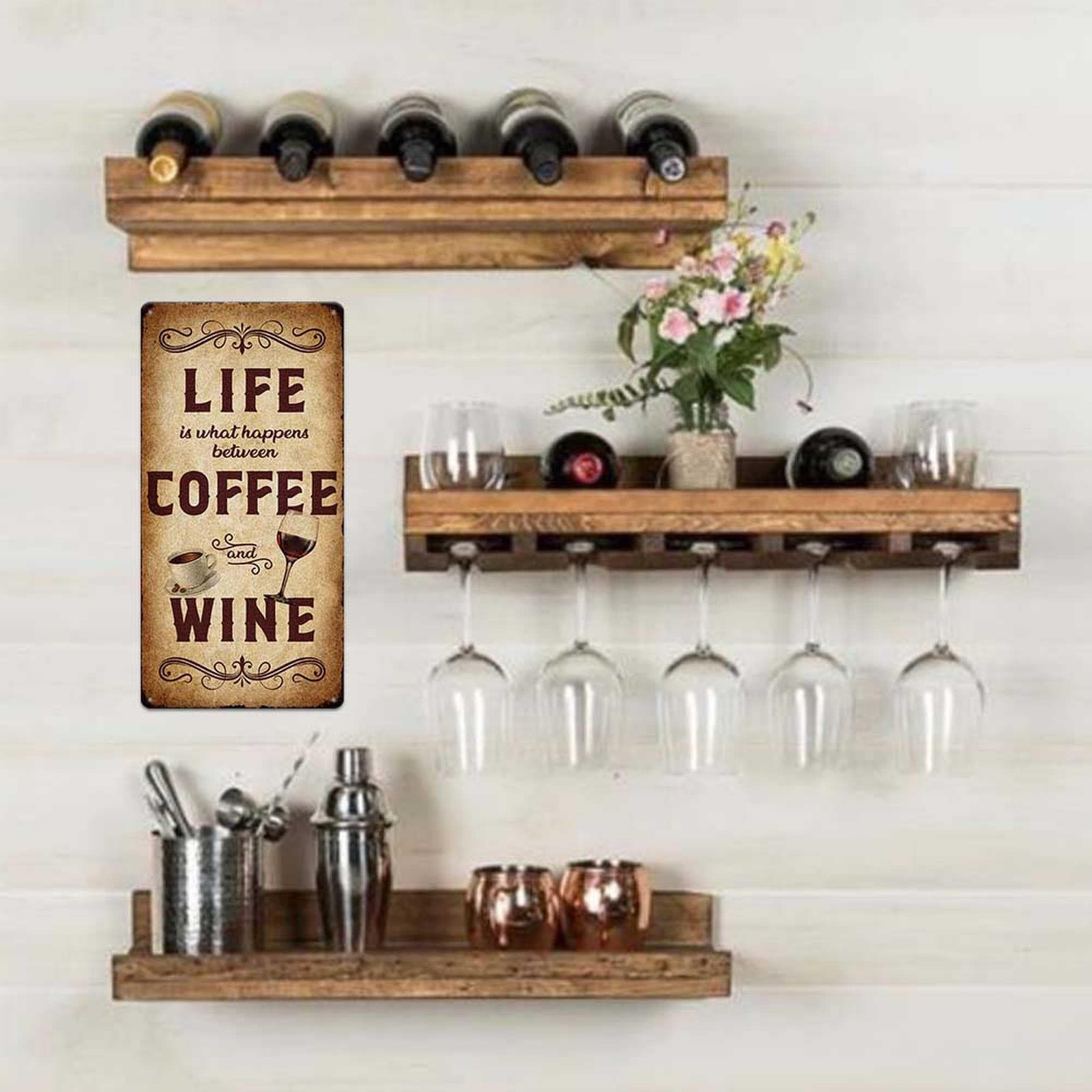Life Is What Happens Between Coffee And Wine Metal Sign Home Decor Retro Rust…