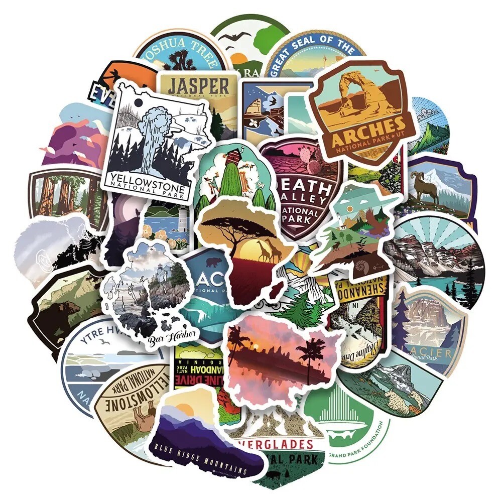 10 Random National Park Themed Stickers Nature Decal Laptop Binder Free Shipping