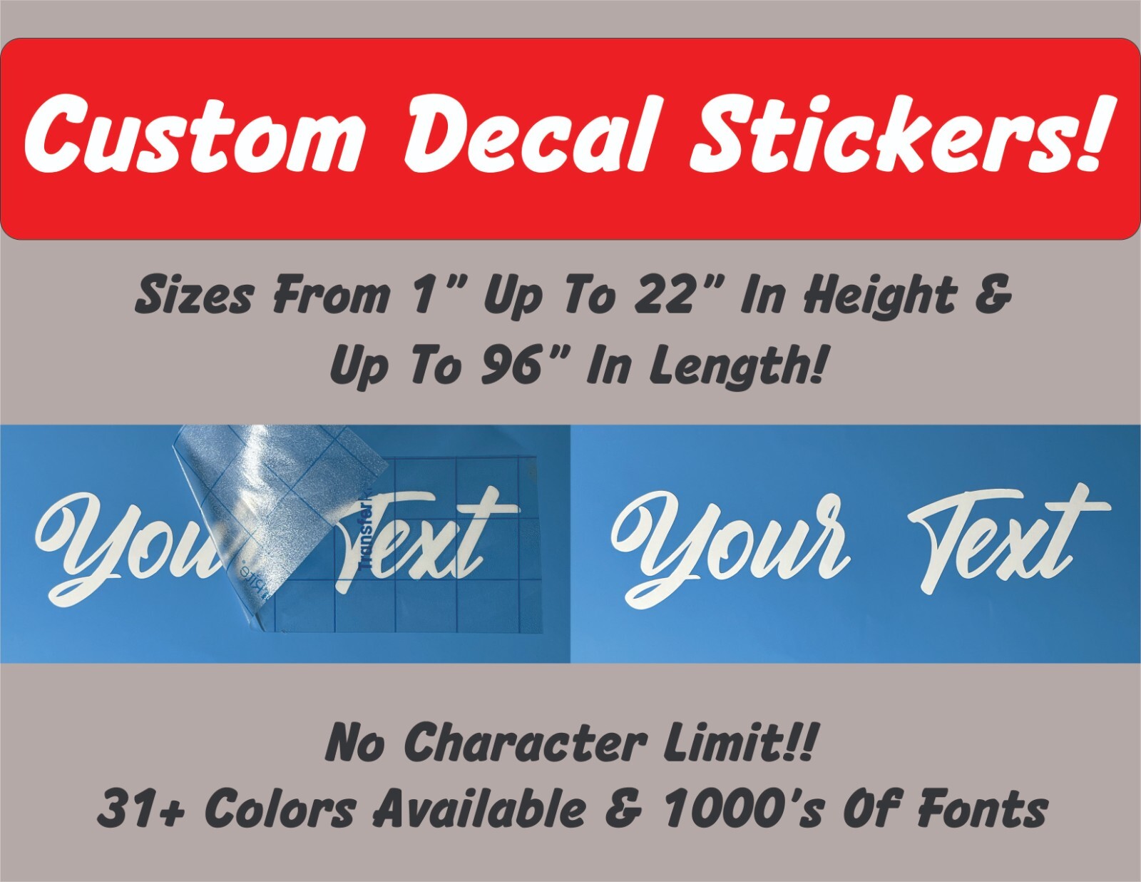 Custom Text Sticker Decals Vinyl Lettering – ANY TEXT – ANY FONT – VINYL DECALS