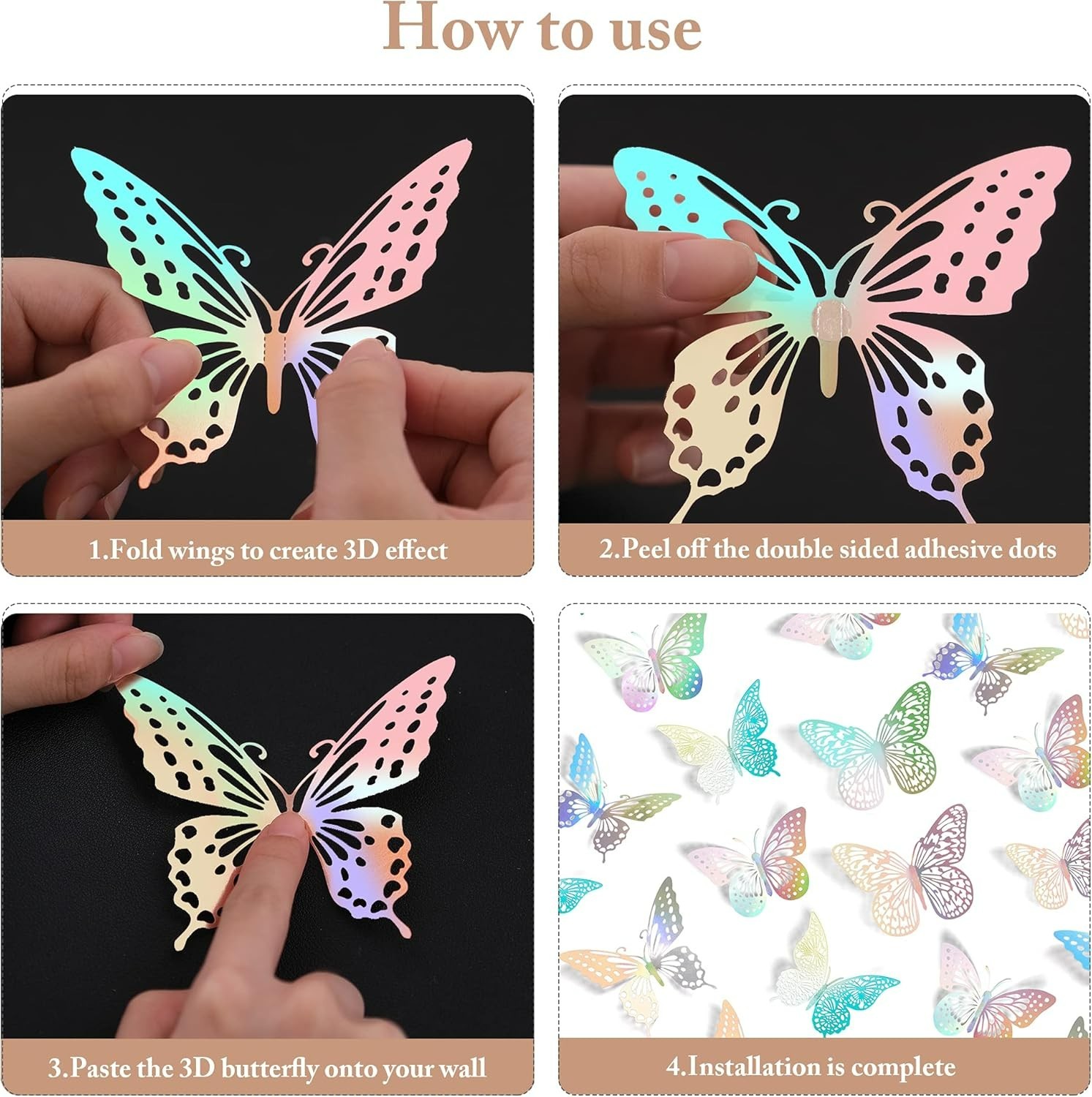 Transform Your Space: 48 Pcs 3D Butterfly Wall Stickers – Art Deco Style