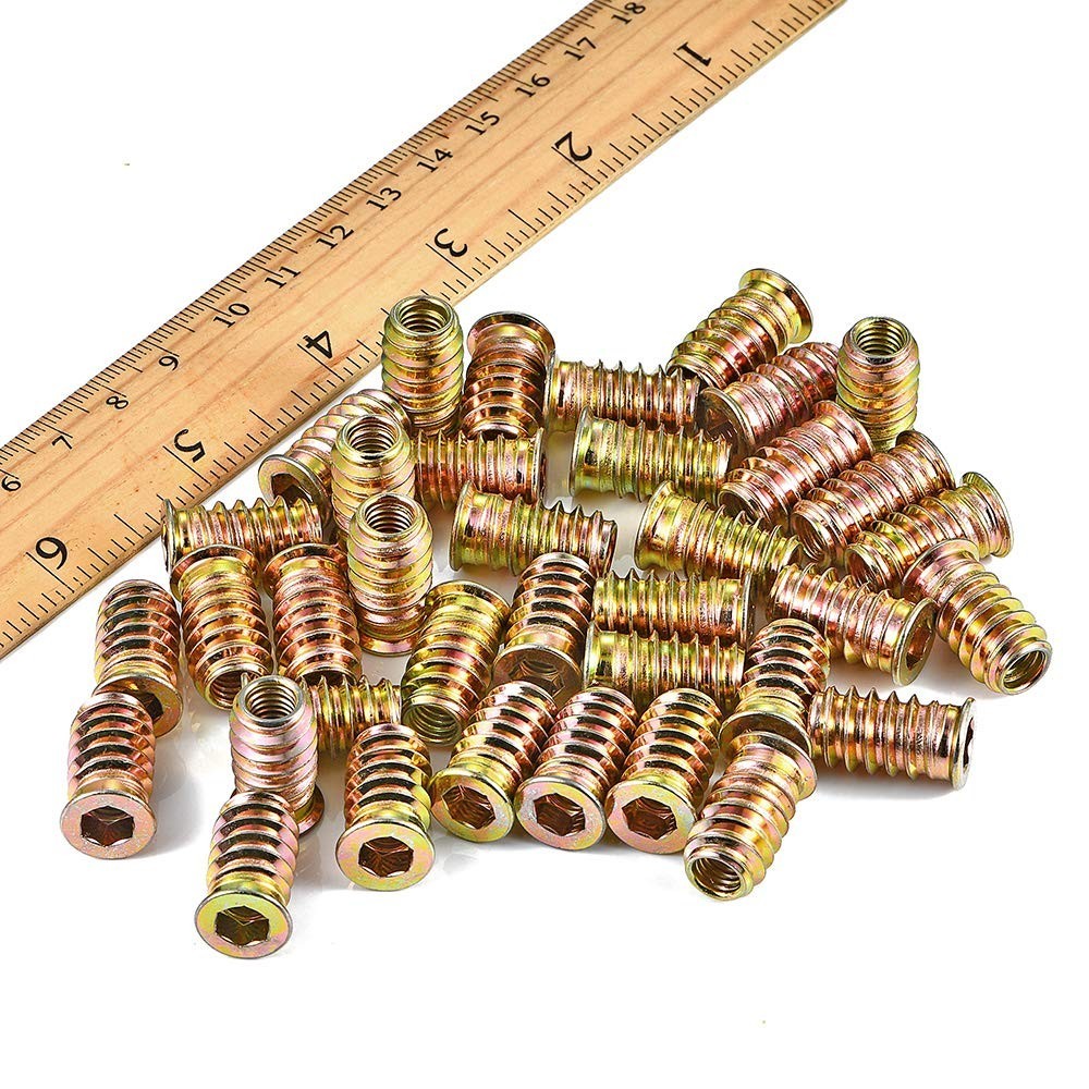 PGMJ 200 Pcs Threaded Inserts for Wood – One Size, 200 1/4"-20 x 20mm