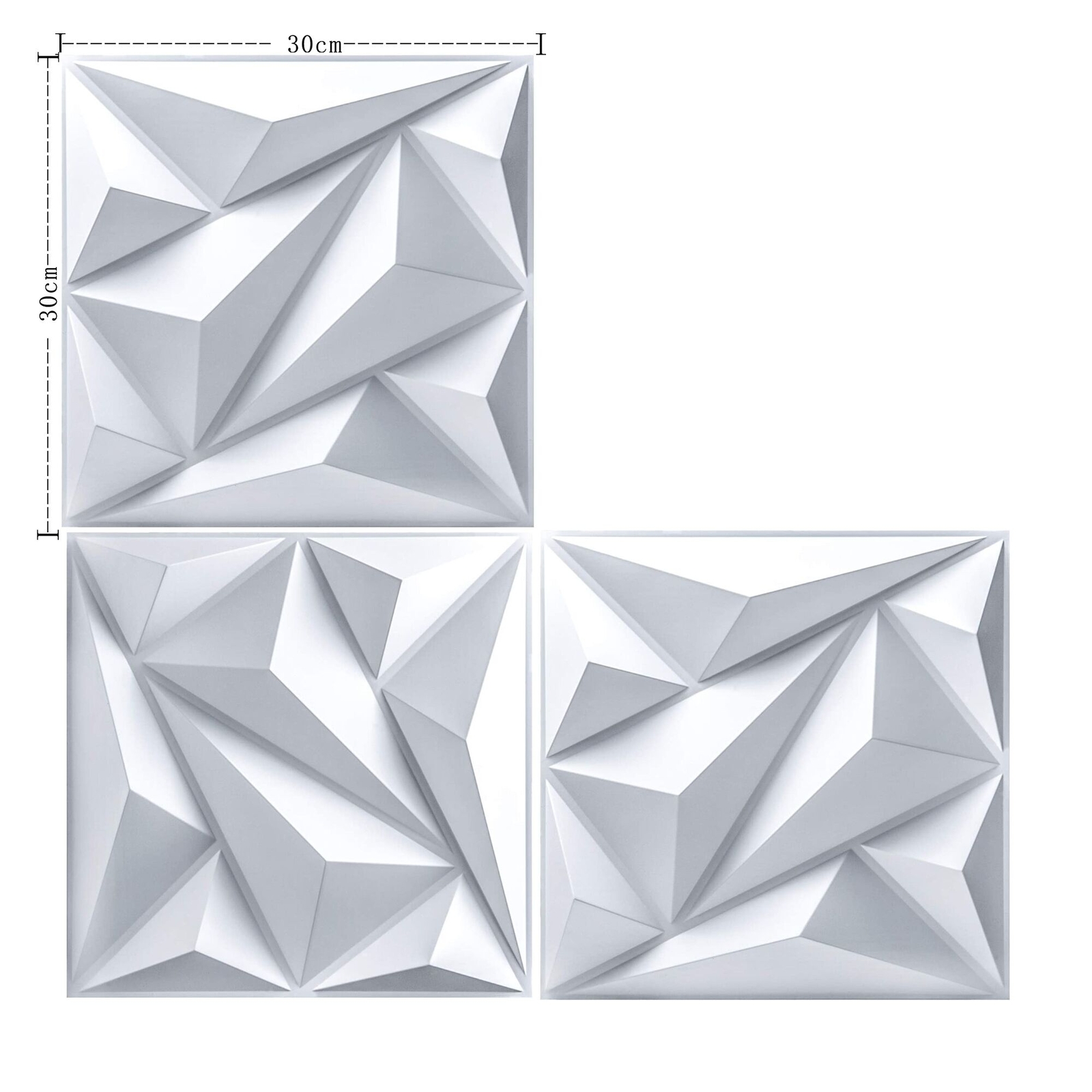 12pcs 3D Wall Panels Decorative PVC Wall Panels Boards 30*30cm Square White