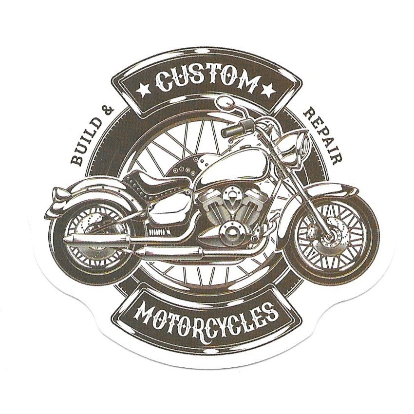Custom Motorcycles Vinyl Sticker Build and Repair Biker Chopper Garage Decal Art