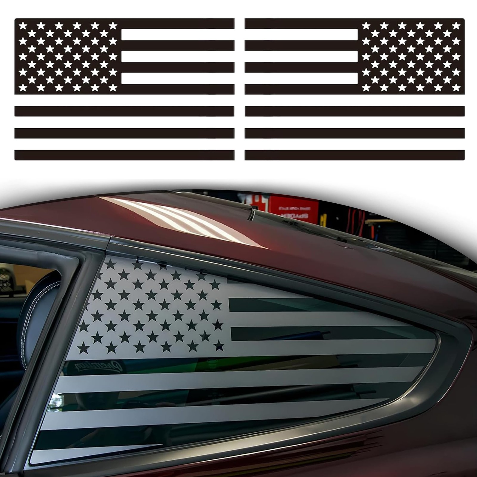 Rear Quarter Window American Flag Decal for Car SUV Trucks, Universal Matte B…