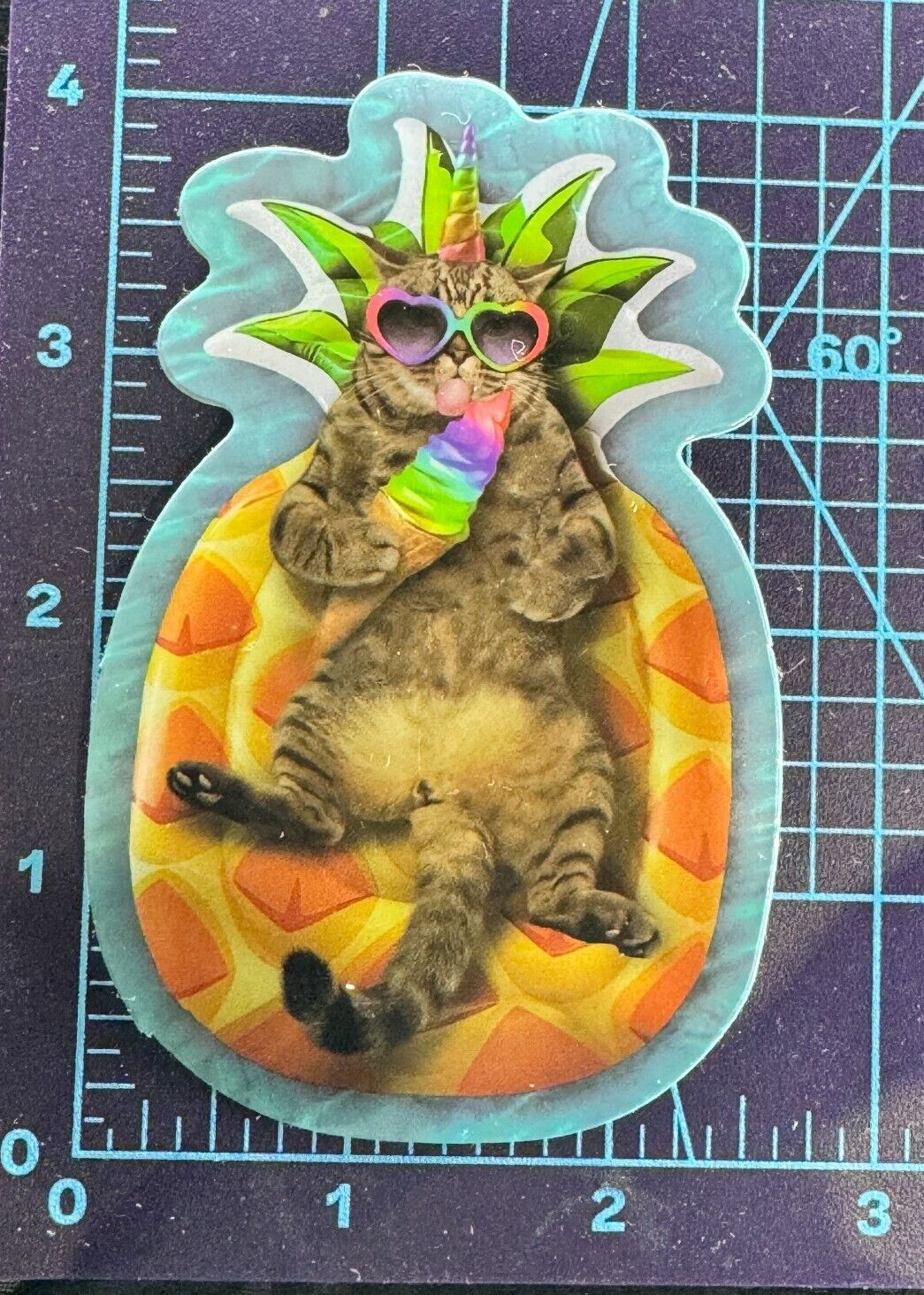 Cat On Pinapple With Ice Cream – Vinyl Sticker Decal Sticker Bomb Rainbow Pride
