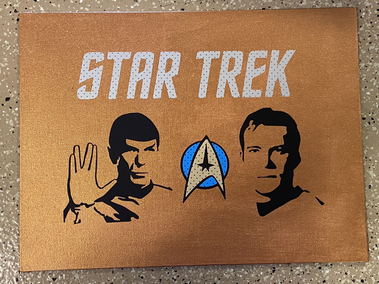 Handcrafted Star Trek Kirk & Spock Vinyl On Canvas 9×12 Signed Artwork B