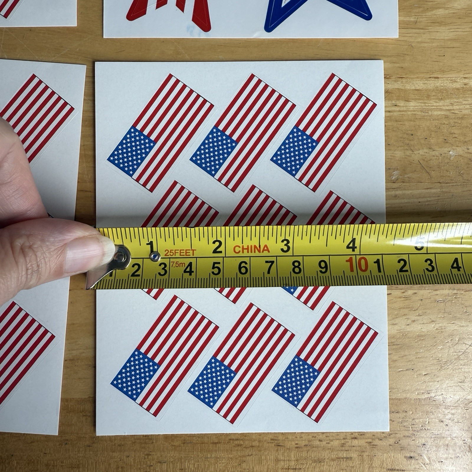 United States American USA Flag Stickers Stars Patriotic Red White & Blue Read