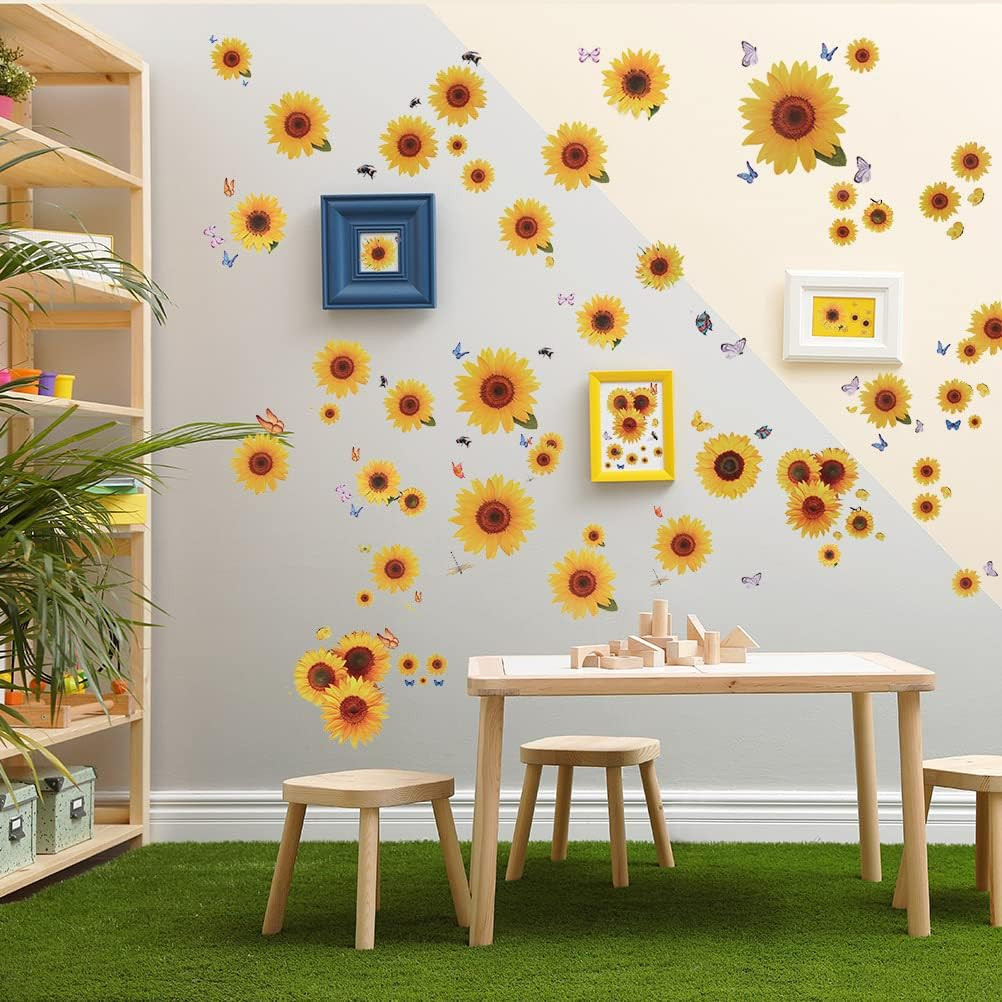 135 Pcs Sunflower Wall Stickers, Removable 3D Waterproof Decorative Decals | 4