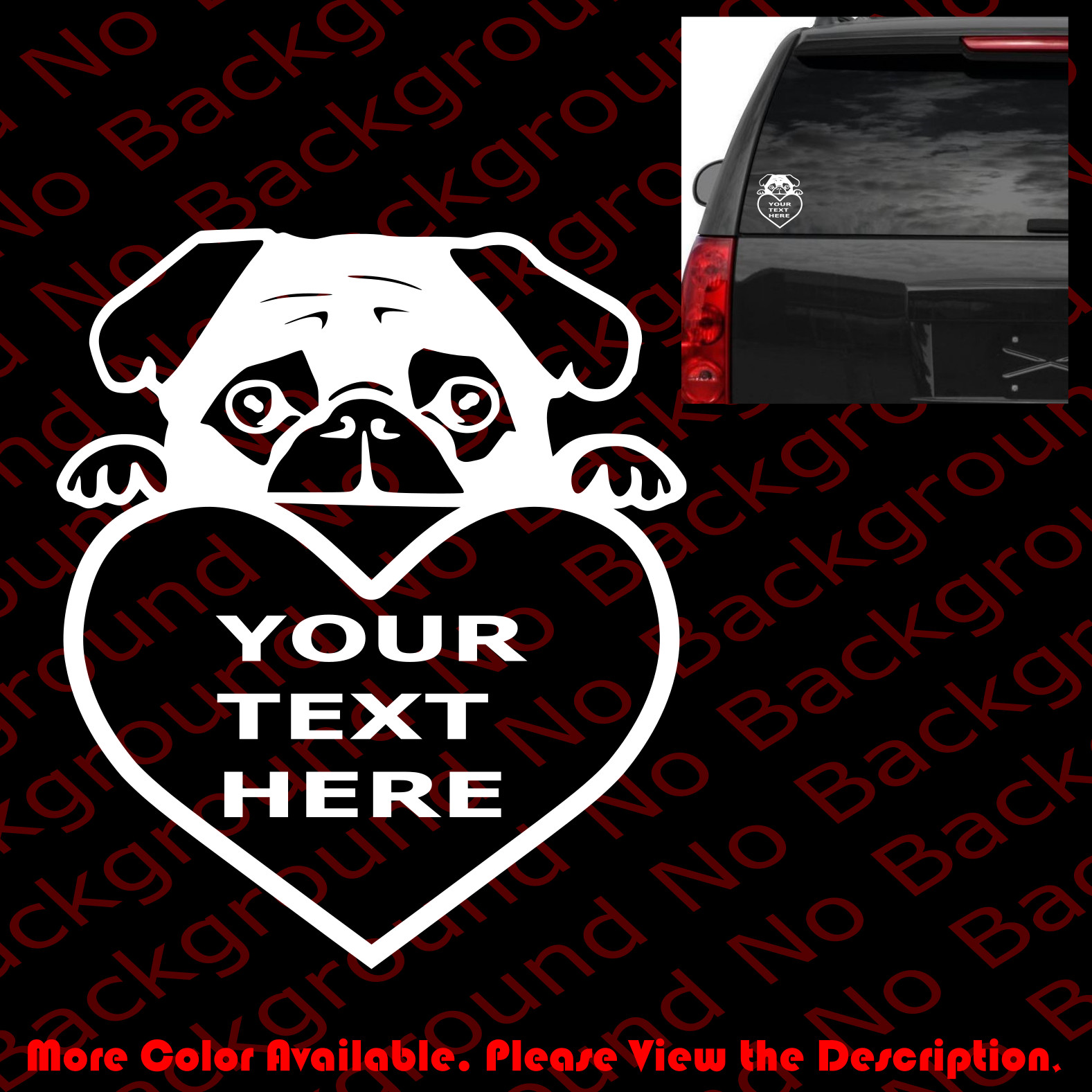 Peeking PUG Your Custom Text Car Window/Laptop Vinyl Die Cut Decal Sticker AM022