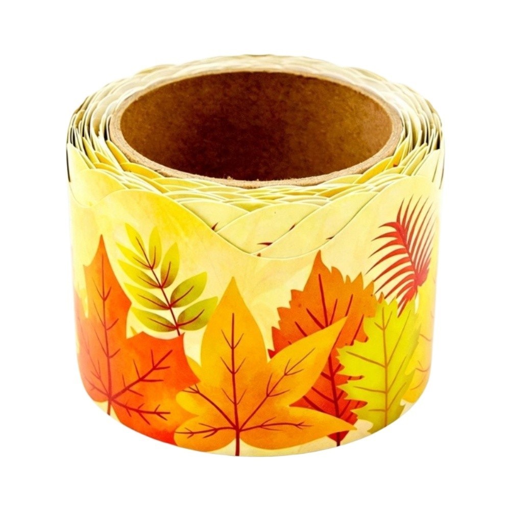 Yellow Paper Maple Leaf Stickers for Office Study Space Decoration 10 Meters