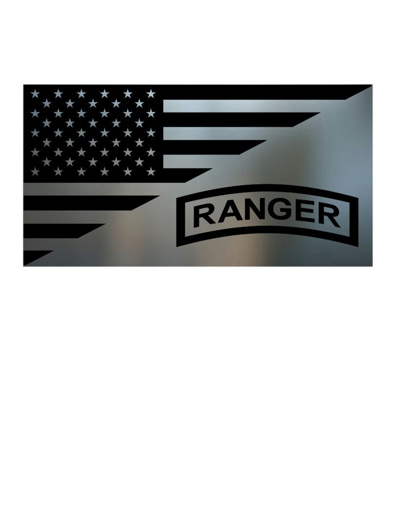 USA FLAG UNITED STATES ARMY RANGER TACTICAL METALLIC CHROME VINYL DECAL