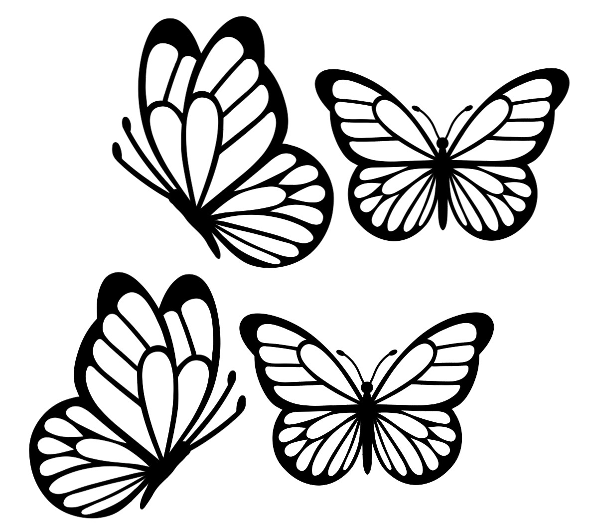 Butterflys decals. Waterproof. Pack Of 4 pieces. WHITE-BLACK- PINK- HOLOGRAPHIC