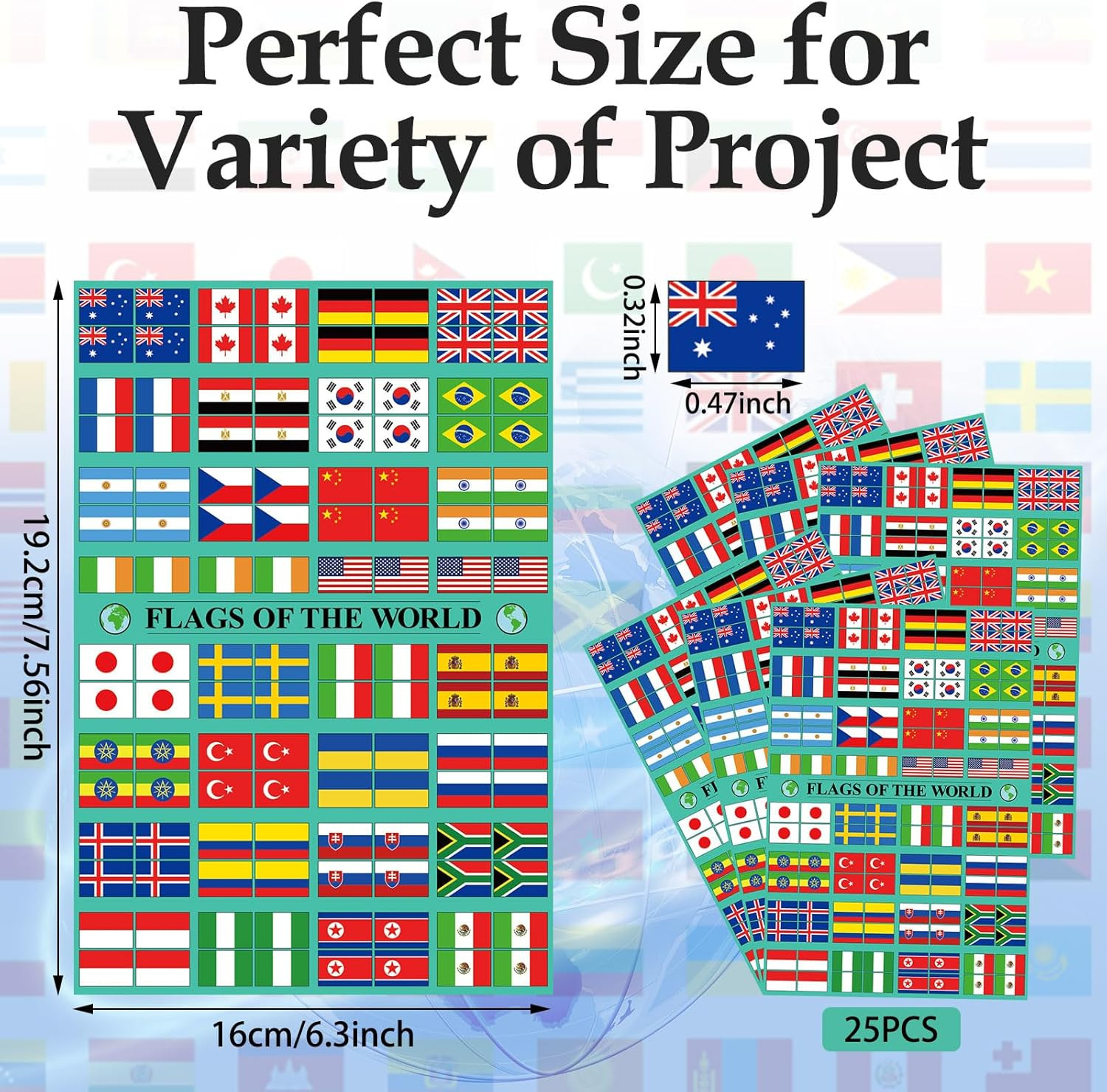 3000 Pcs World Flag Stickers for Kids Country Flag Small International Passport