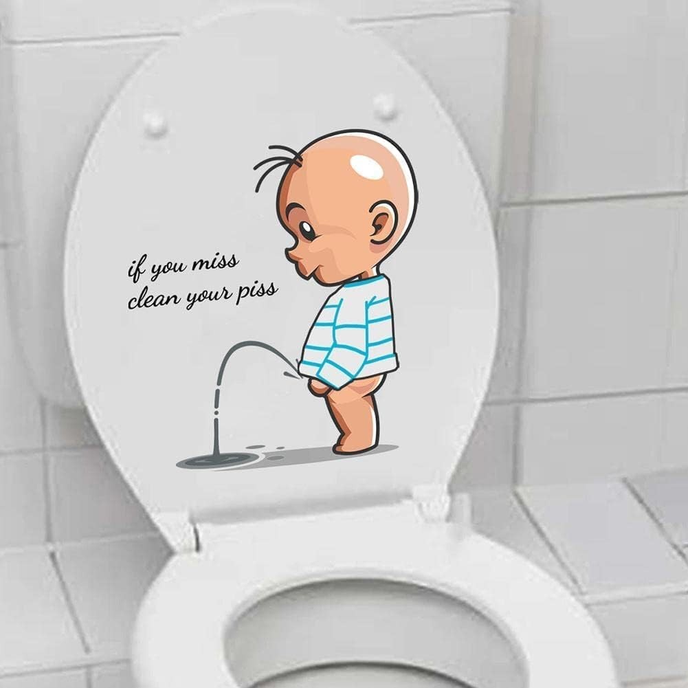 If You Miss,Clean Your Piss Toilet Sticker, Funny Seat Sticker Bathroom Wall Dec