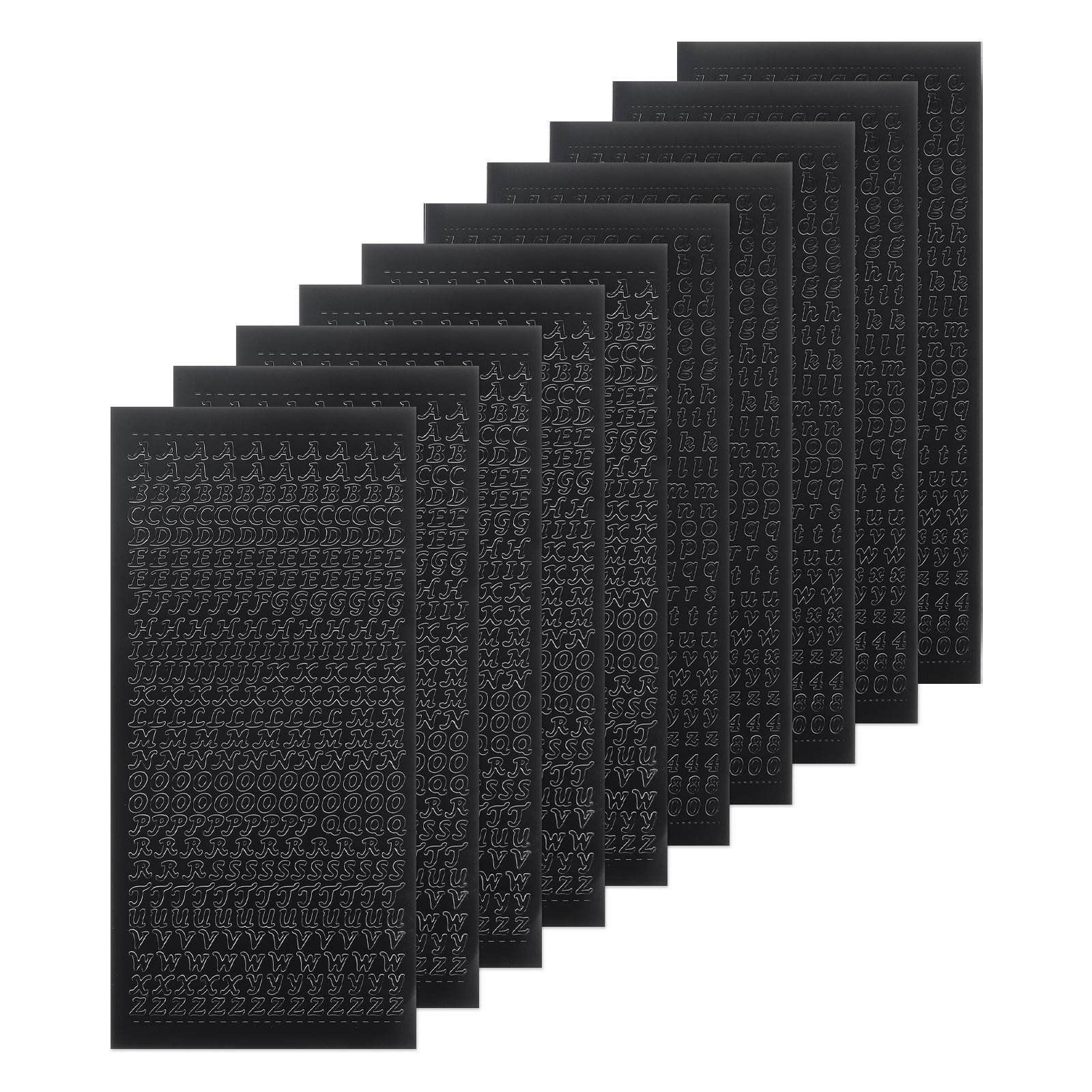 10 Sheets Alphabet Letter Sticker Black Upper Lower a to Z Self Adhesive