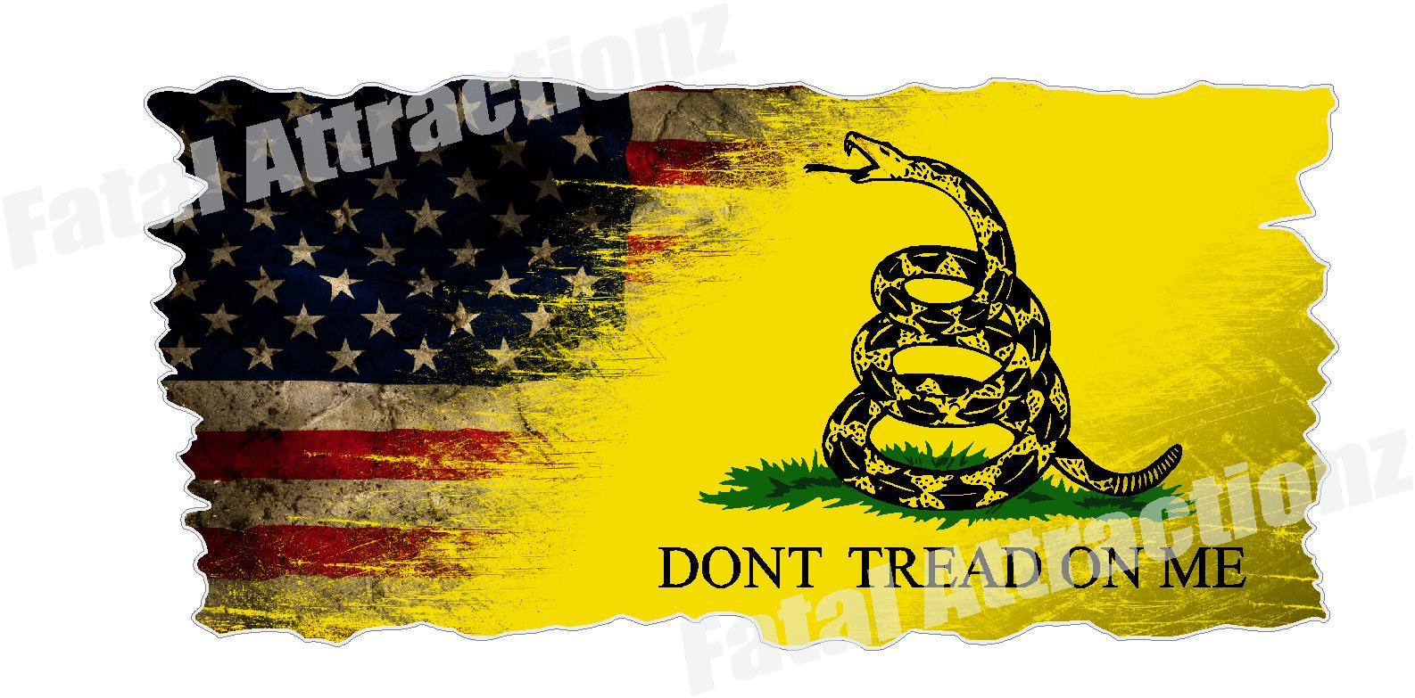Distressed American Gadsden Flag V2 Vinyl Decal Sticker dont tread on me USA