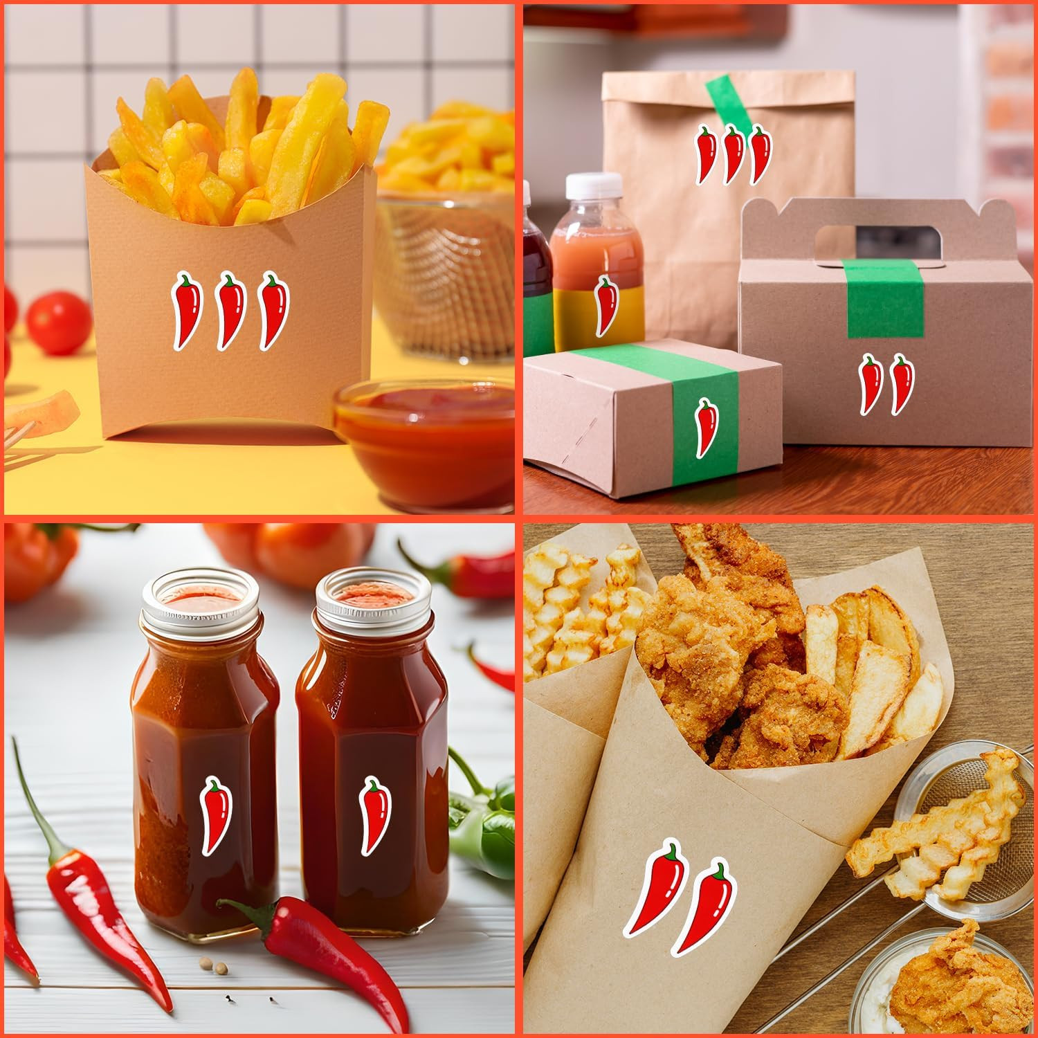 600Pcs Chili Stickers, Spicy Stickers for Kids Self Adhesive Peel and Stick, Red
