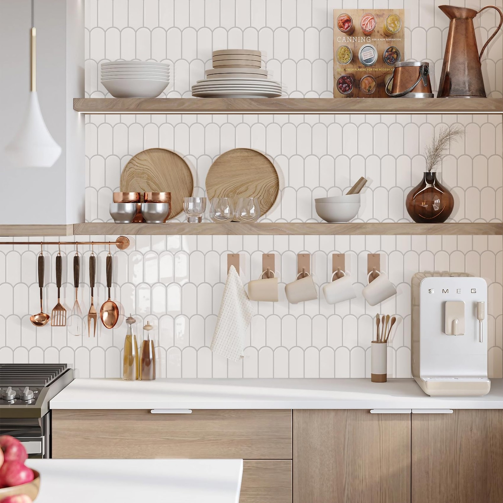 Upgraded Thicker Design Peel and Stick Backsplash Tile, 10-Sheet White with G…