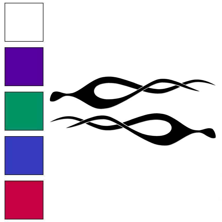 Pair Pinstripe Flames, Vinyl Decal Sticker, Multiple Colors & Sizes #7320
