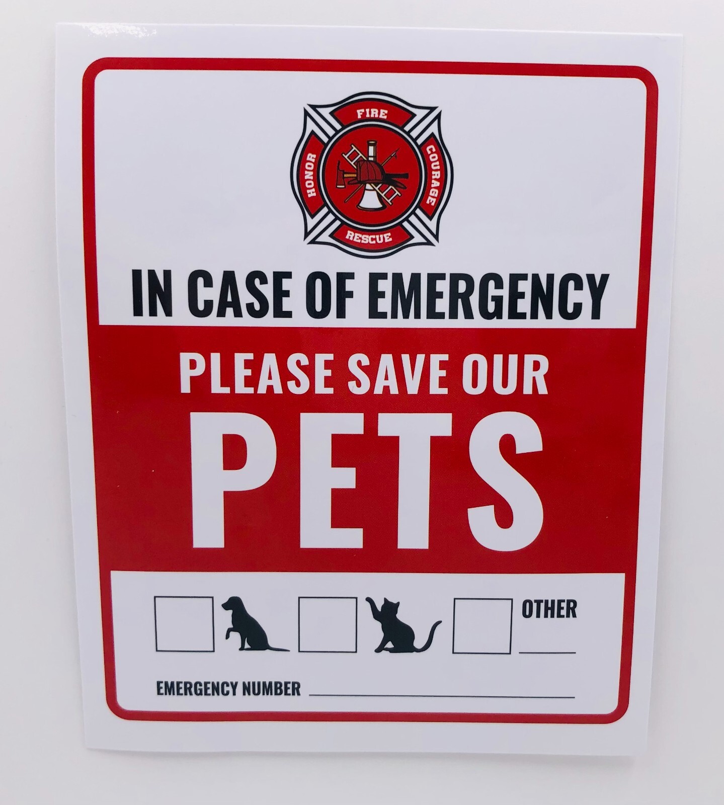 Emergency Pet Saving Sticker Rescue Decal Safety Life Saving Dog Cat 4" x 5"