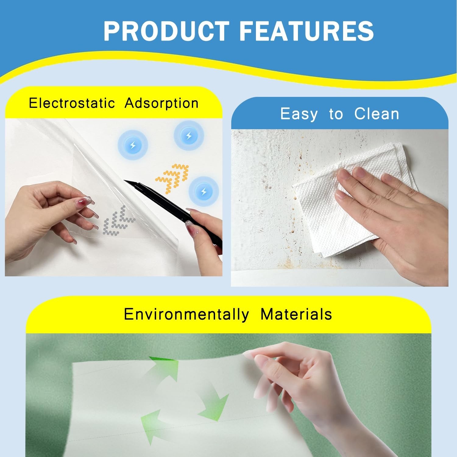 Clear Wall Protector, 15.7in*32.8ft Adhesive-Free Cover for Kitchen & Office …