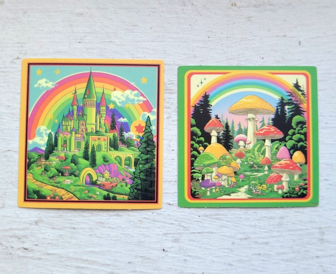 Haunted Active Spirit Creepy Castle And Mushrooms Sticker Lot Of 2 Pcs