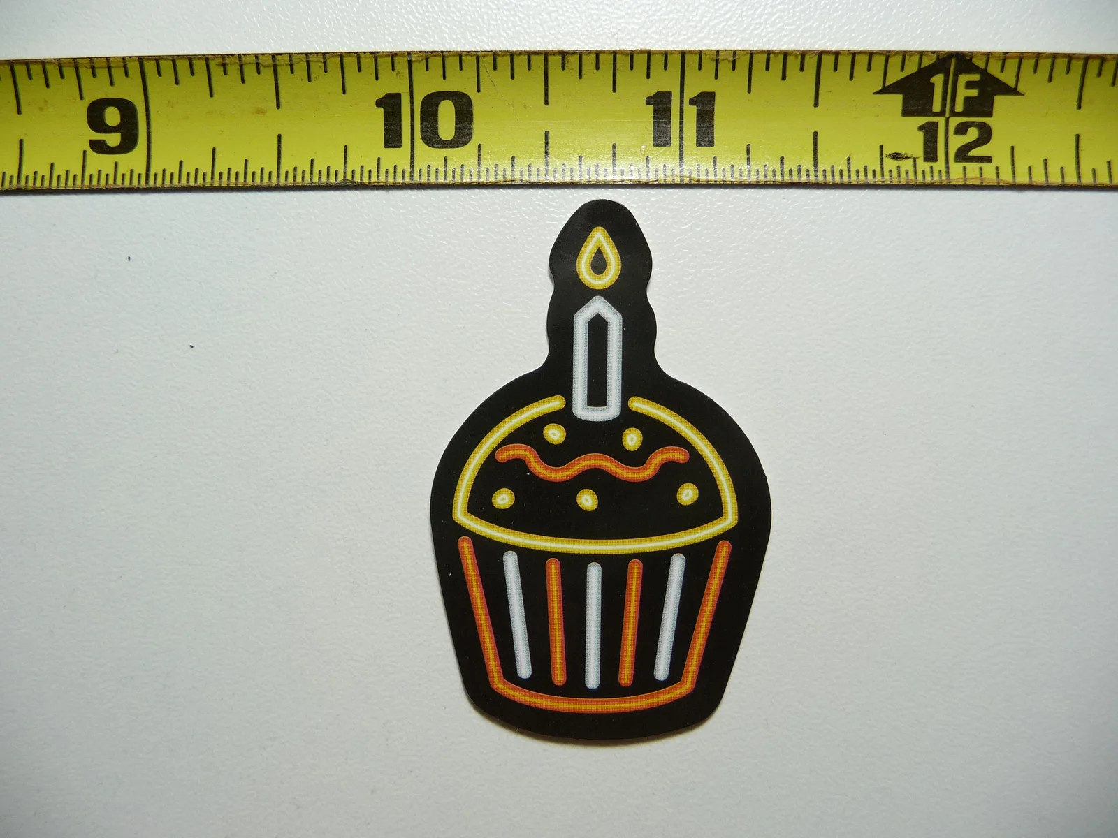 CUPCAKE SINGLE CANDLE SPRINKLES SMALL STICKER DECAL NEON STYLE BRIGHT VINYL