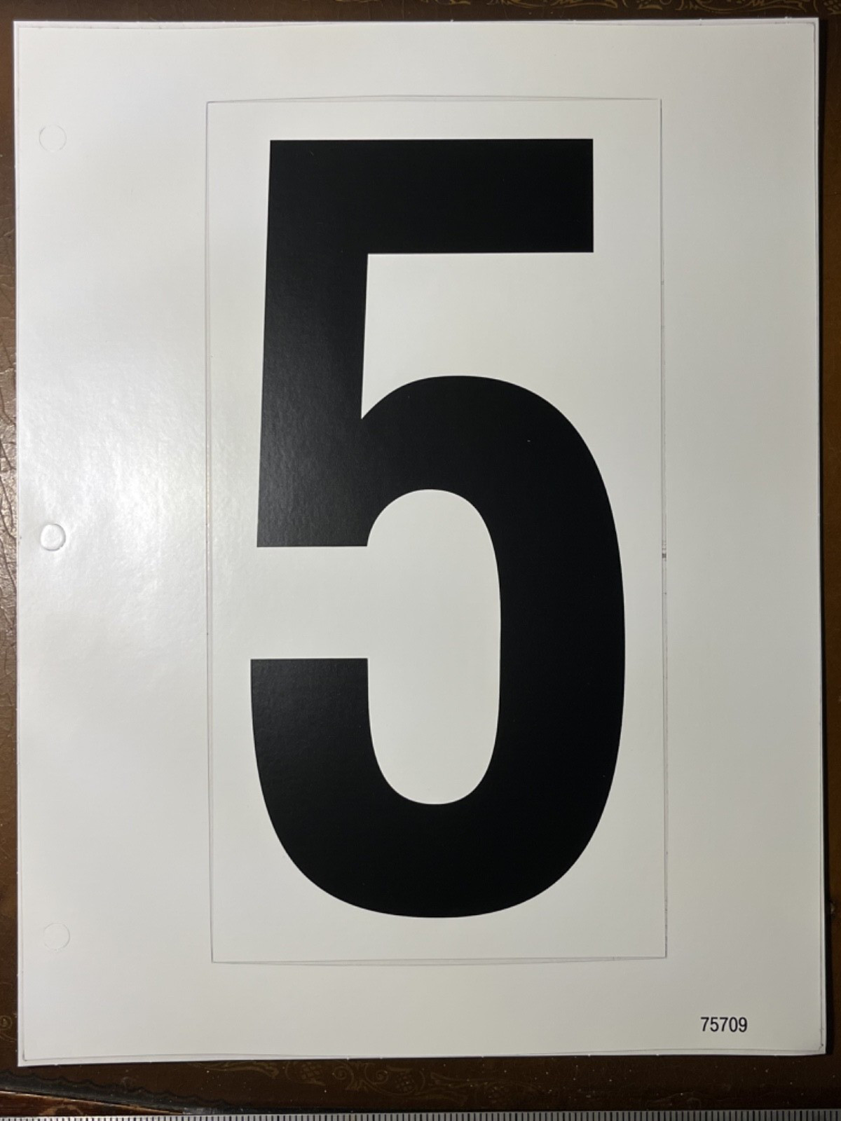 #5 Vinyl Number Sticker Large 9" x 5" black on white for outdoor