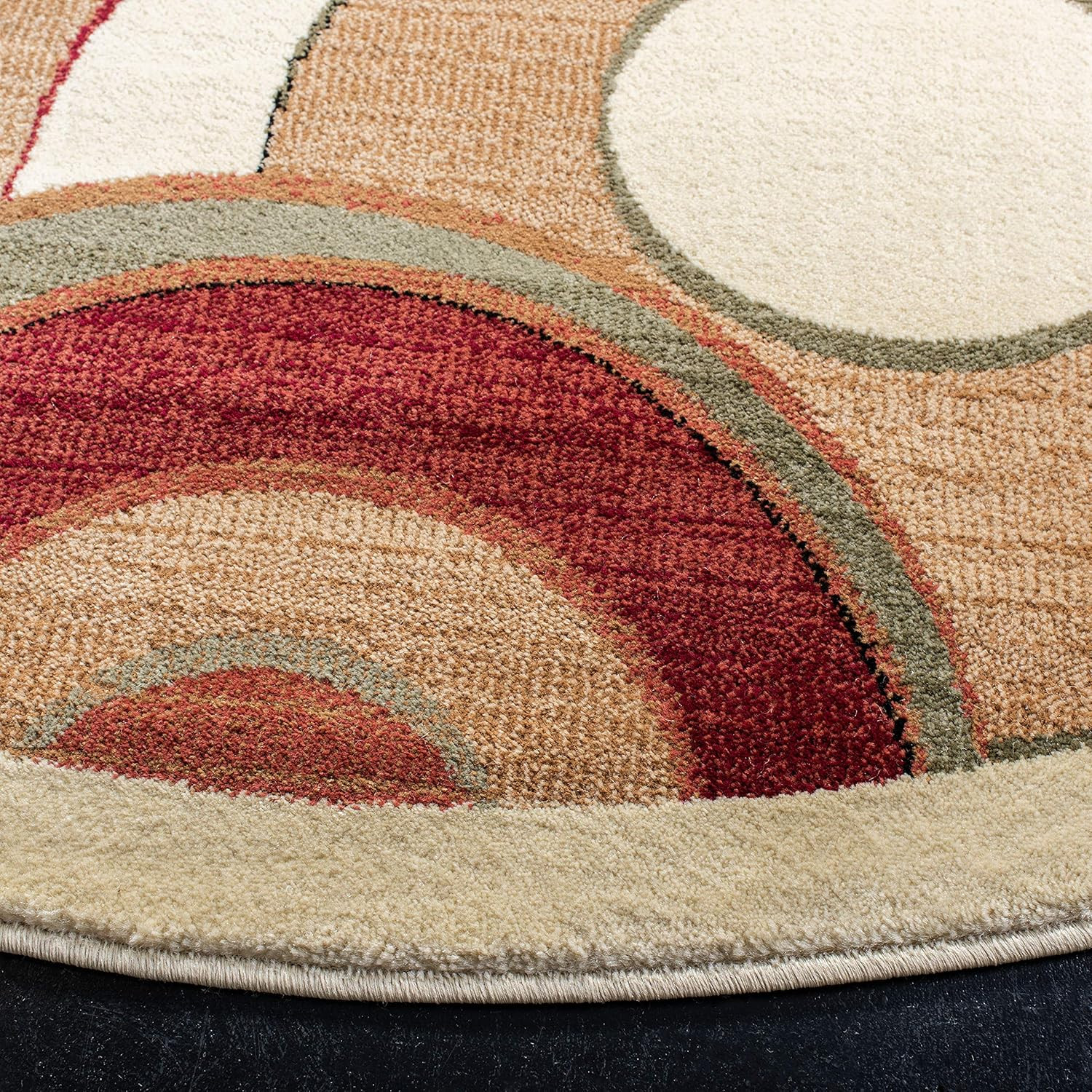 Lyndhurst 7' Round Ivory/Multi Mid-Century Modern Area Rug for Any Room