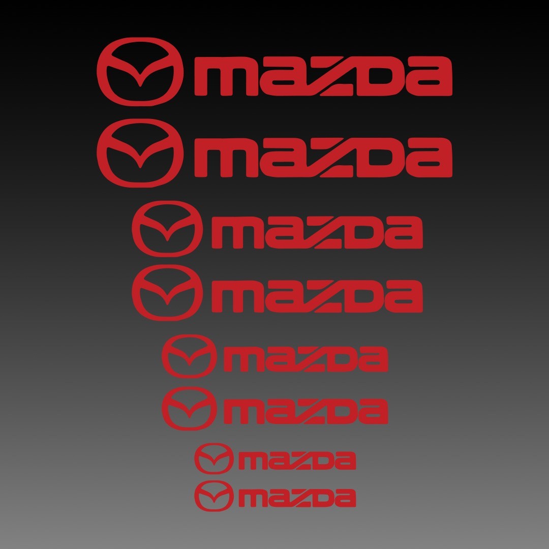 Mazda w Logo Brake Caliper Decal Stickers Set of 8 Vinyl Heat Resistant