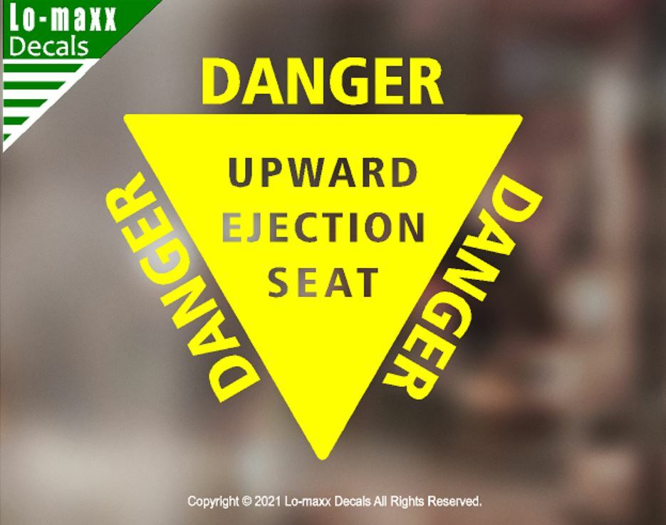 Danger Upward Ejection Seat USAF Military Aircraft Markings Die Cut Vinyl Decal