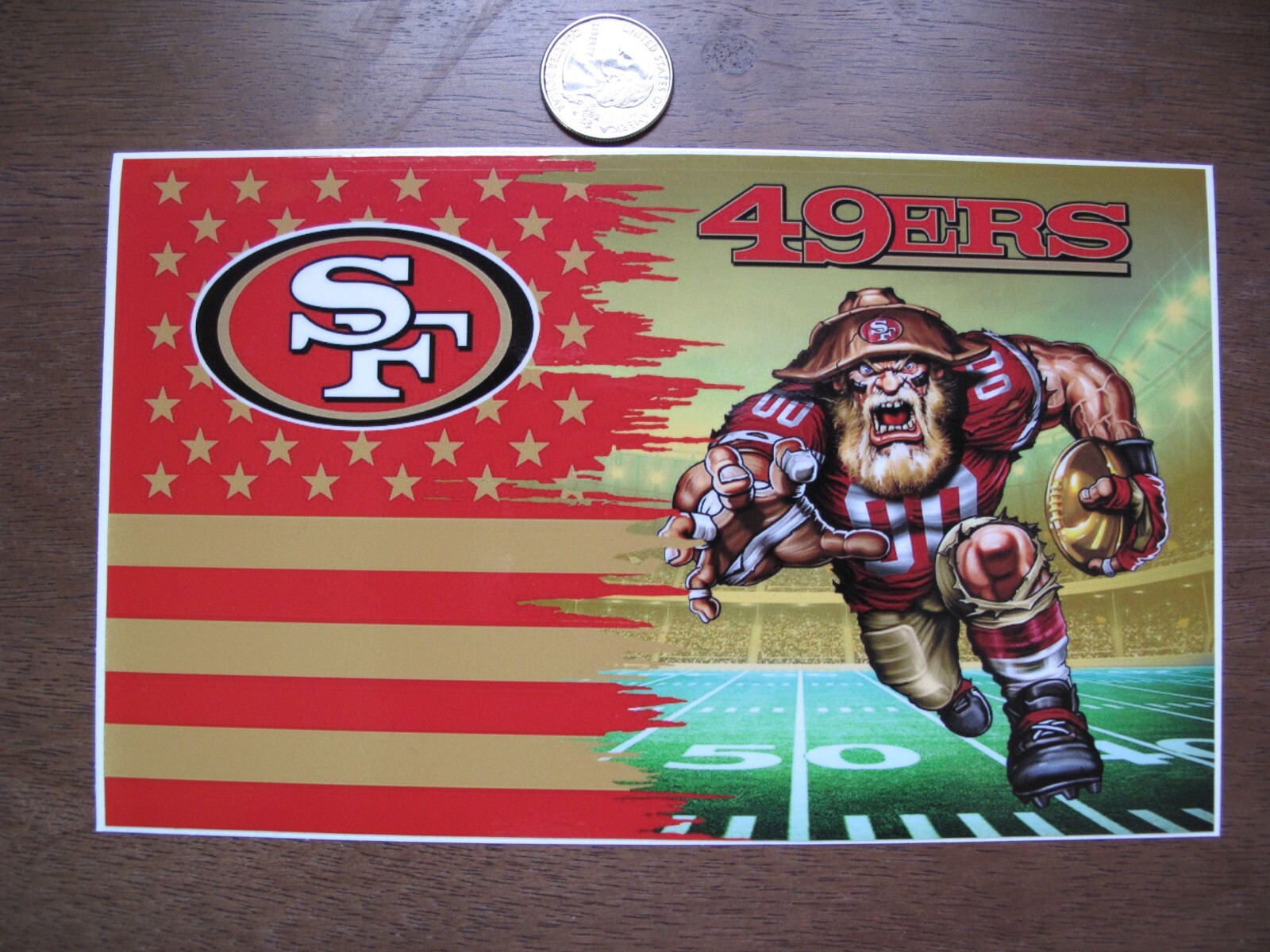 49ers Flag Vinyl Sticker aprox 8. inch Wide
