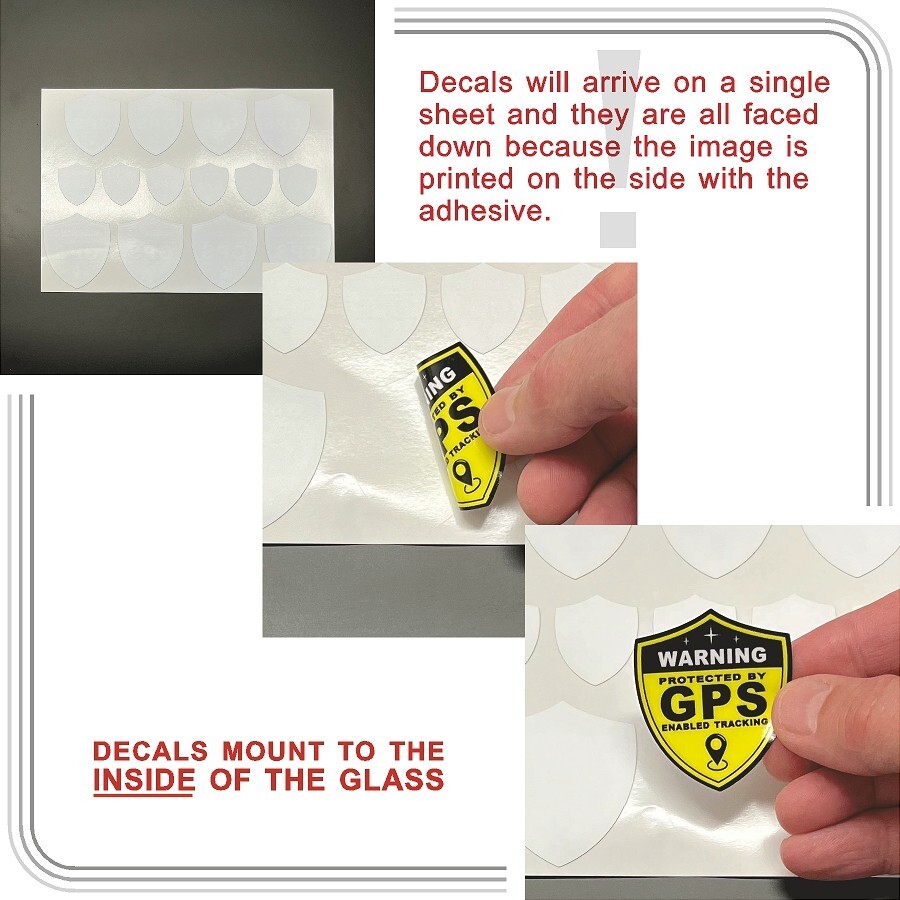 14 PACK GPS Tracking Warning INSIDE MOUNT Theft Deterrent Stickers High Quality