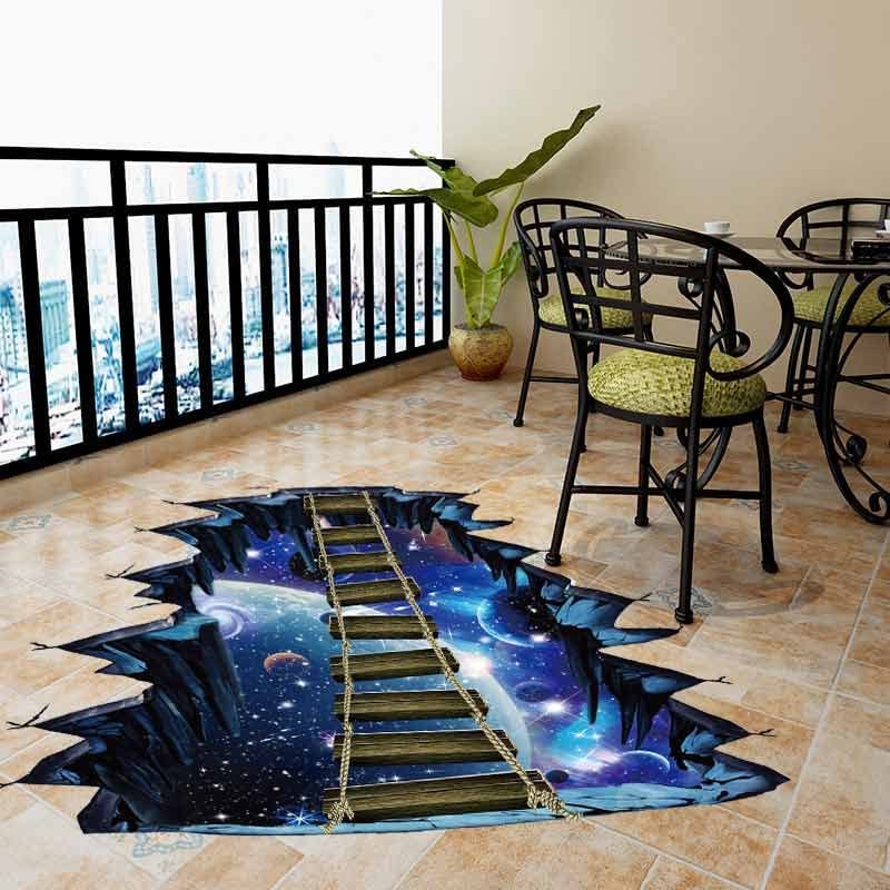 Blue Galaxy Bridge Wall Sticker,3D Outer Space Decorations Decal for Home Dec…
