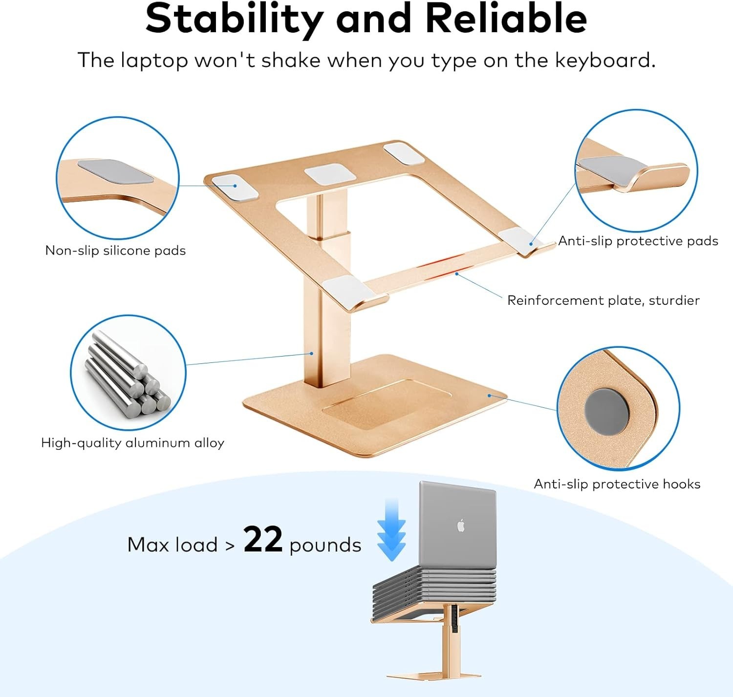 Laptop Stand for Desk, Ergonomic Aluminum Laptop Stand Adjustable Height from…