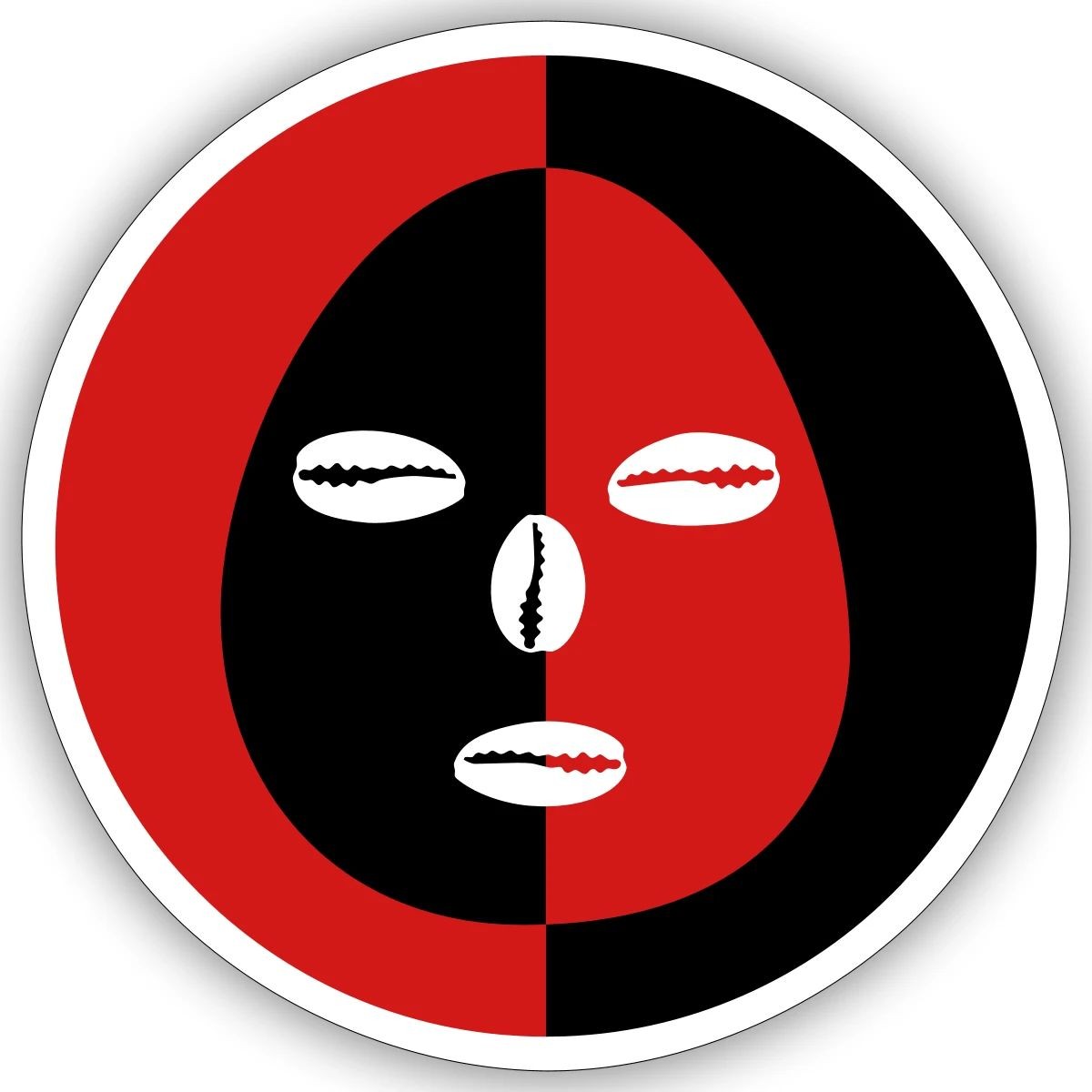 Eleggua Two Colors Face Black Red Sticker, max. 4 x 4"