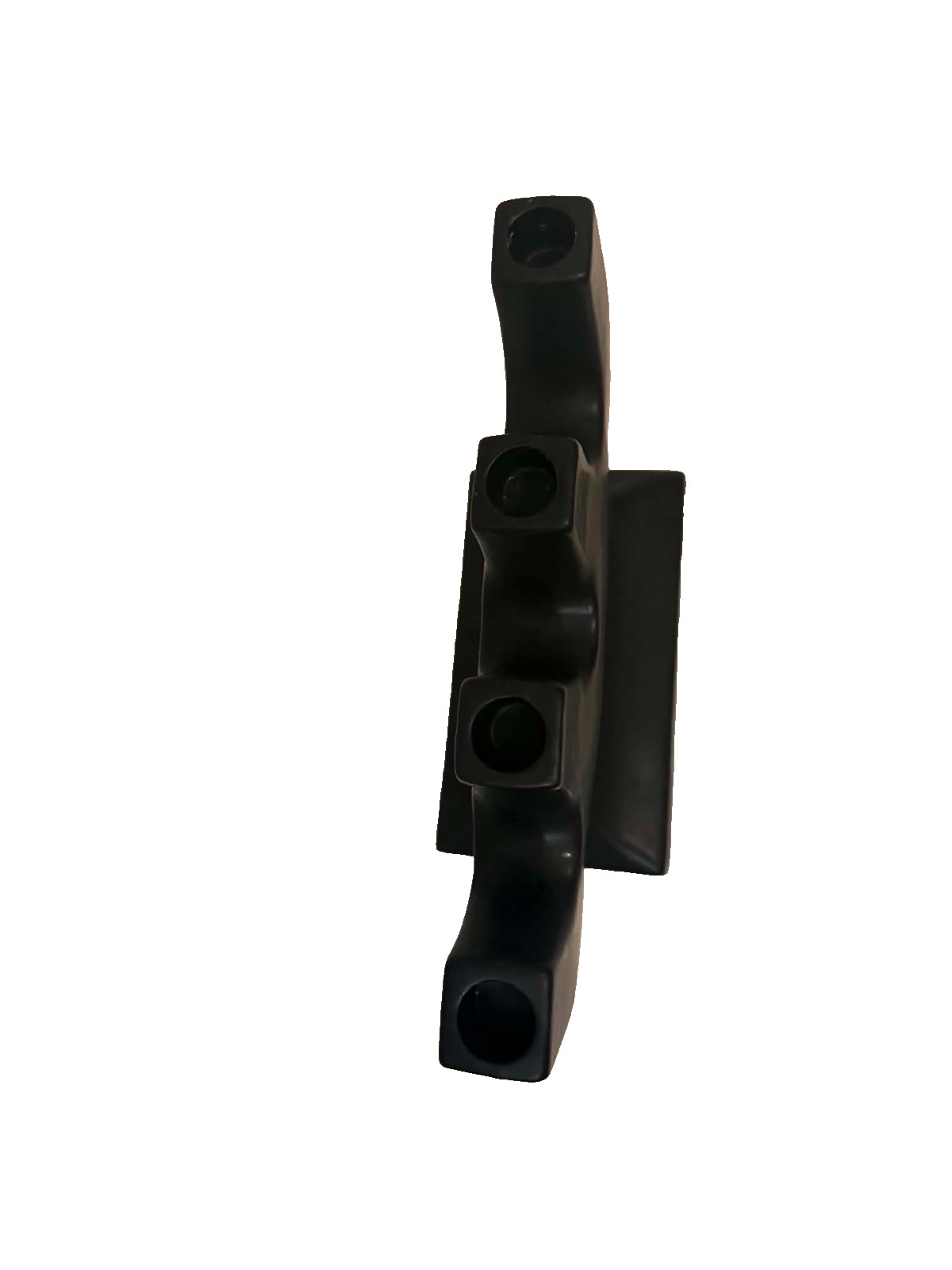 Modern Black 4-Candle Holder Minimalist Sculptural Candelabra Decor