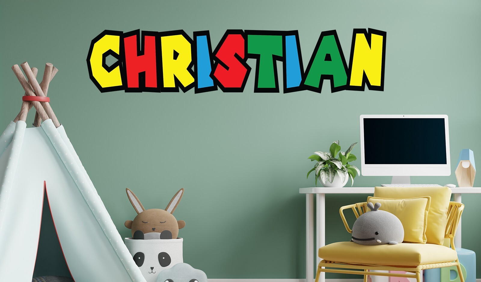 Custom Name Wall Decal – Personalized Name Wall Sticker – Mario Wall Sticker