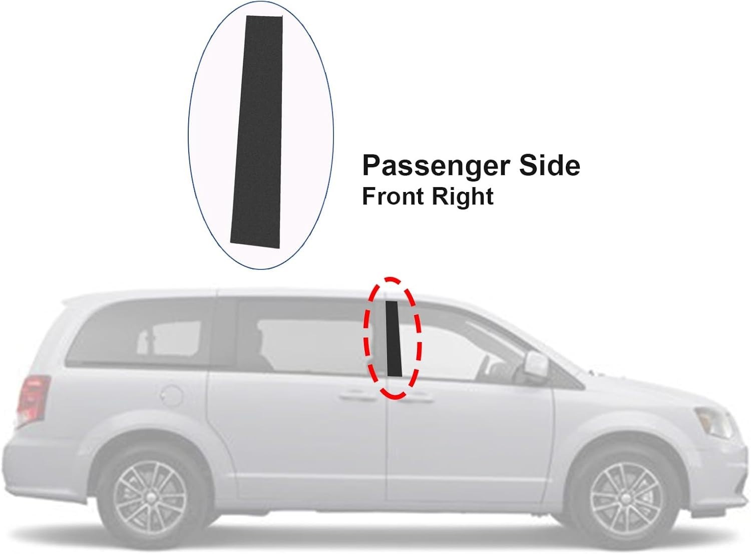 B-Pillar Side Molding Windshield Door Outer Trim Right for Chrysler Town Country