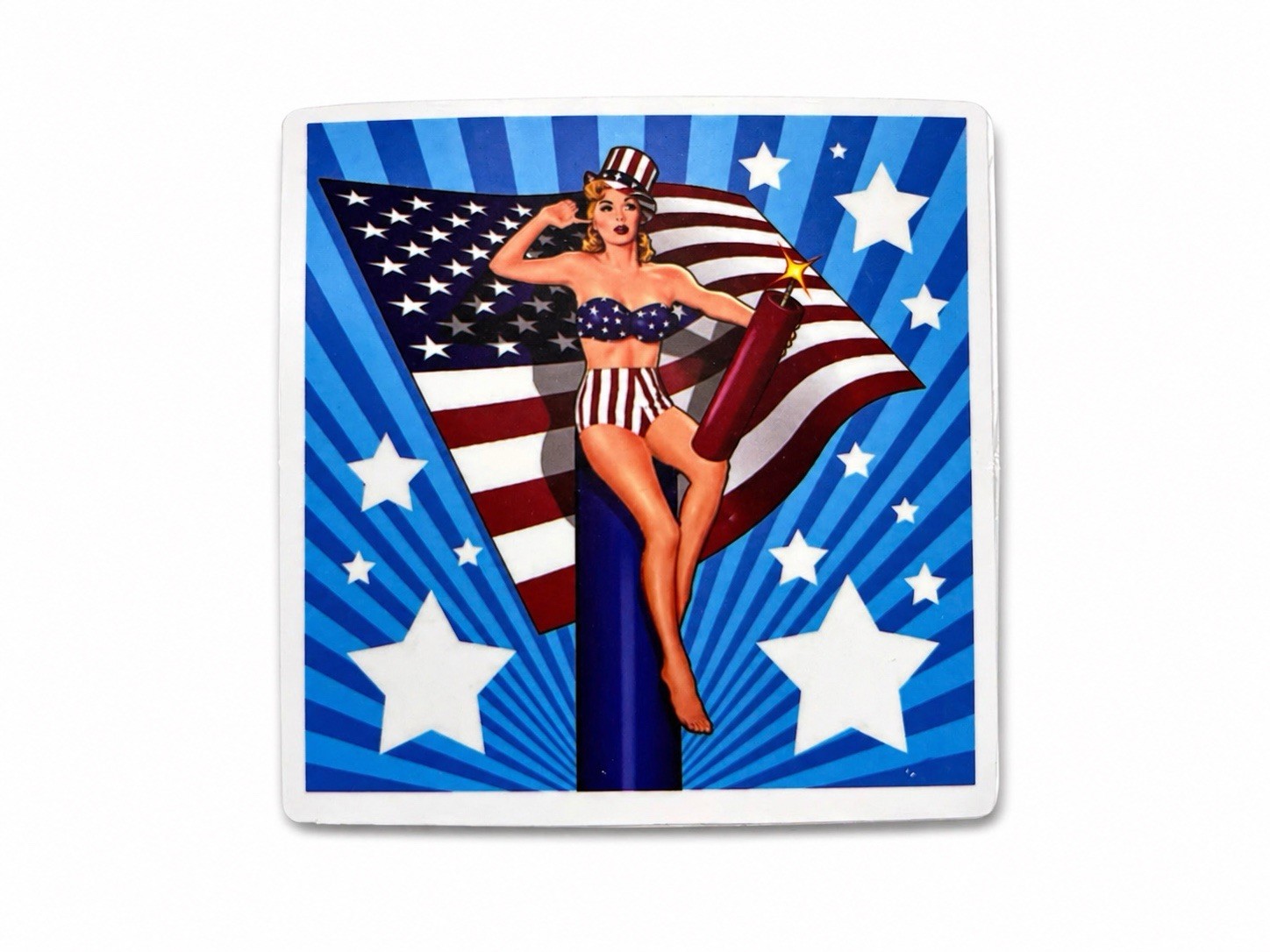 4th of July Patriotic Stickers Set 7 USA Flag Decals 2in Free Ship
