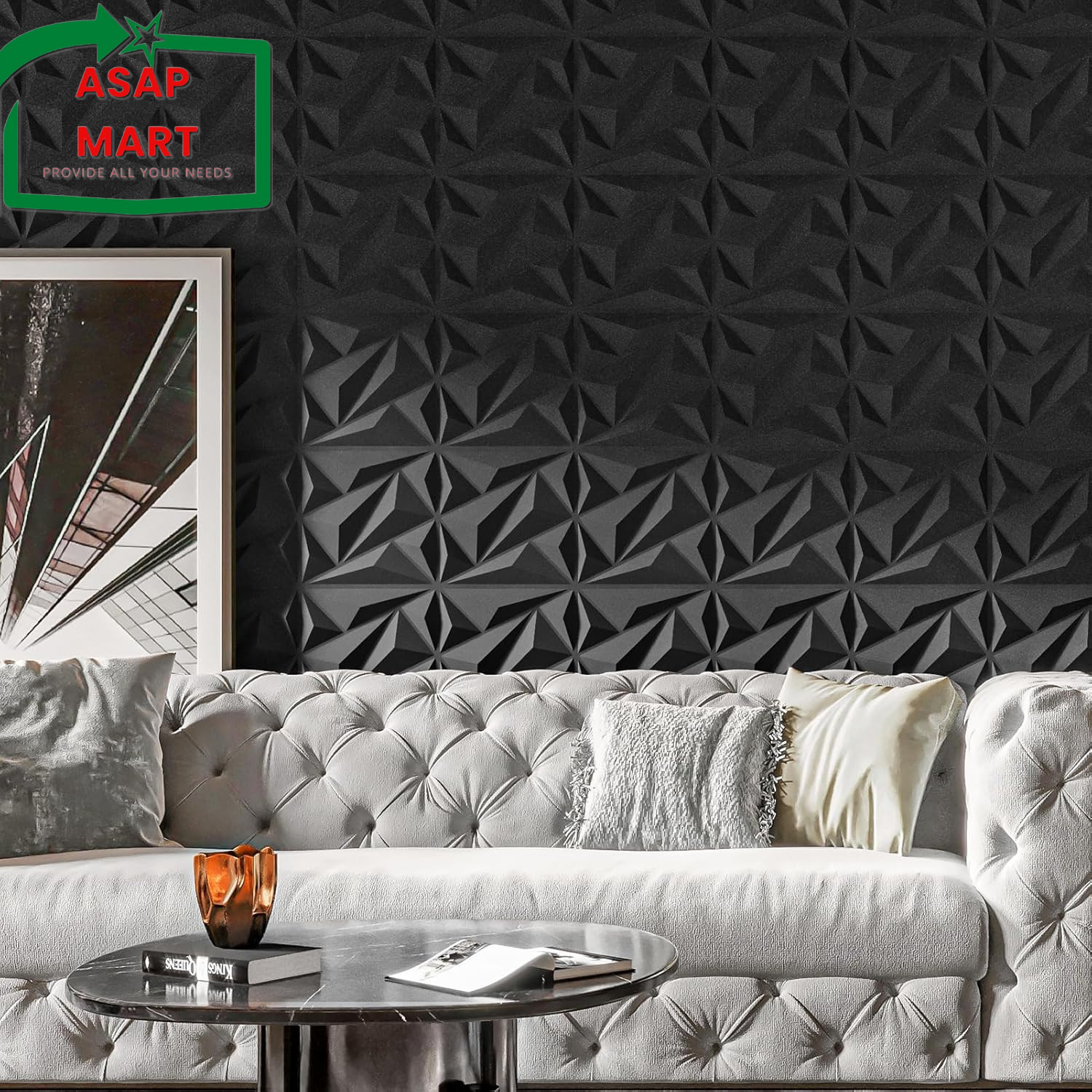 Art3Dwallpanels 33 Pack 3D Wall Panel Diamond for Interior Wall Décor, PVC Flowe