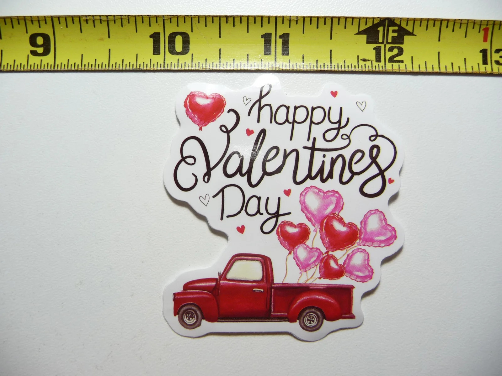 OLD TRUCK HAPPY VALENTINES DAY HEART BALLOONS SMALL STICKER DECAL FAMILY MOM DAD