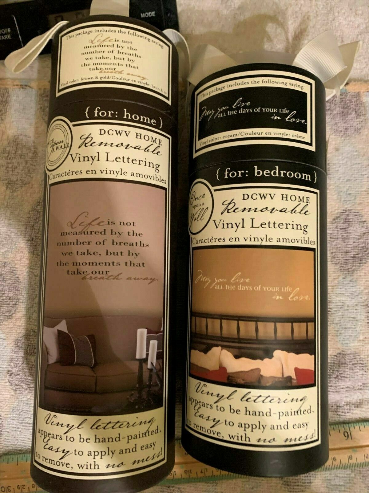 TWO GIFT SETS OF vinyl REMOVEABLE LETTERING FOR HOME AND BEDROOM DCWV HOME