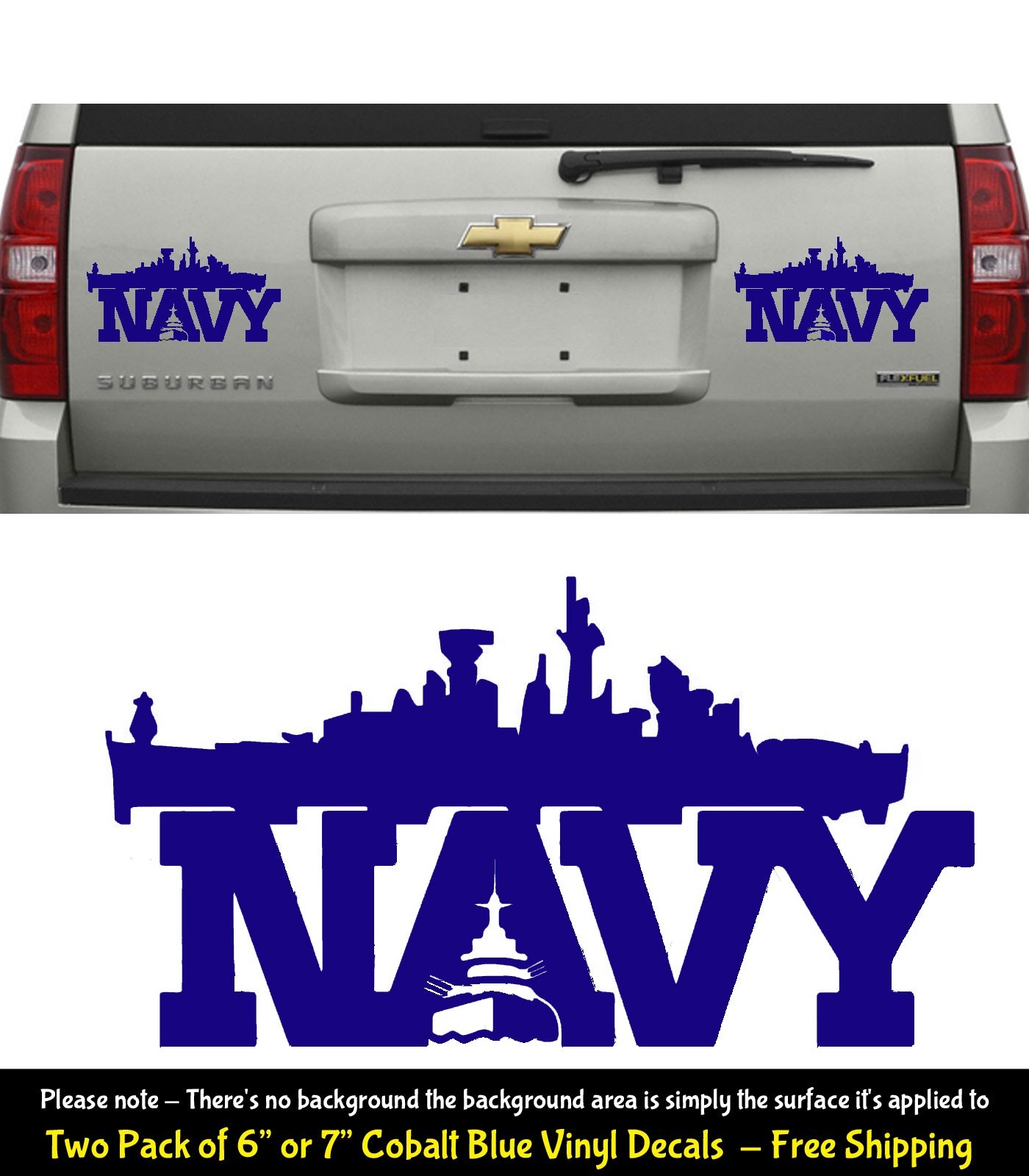 US Navy Ship Warship Blue Vinyl Decals Vehicle Door Bumper Any Flat Surface