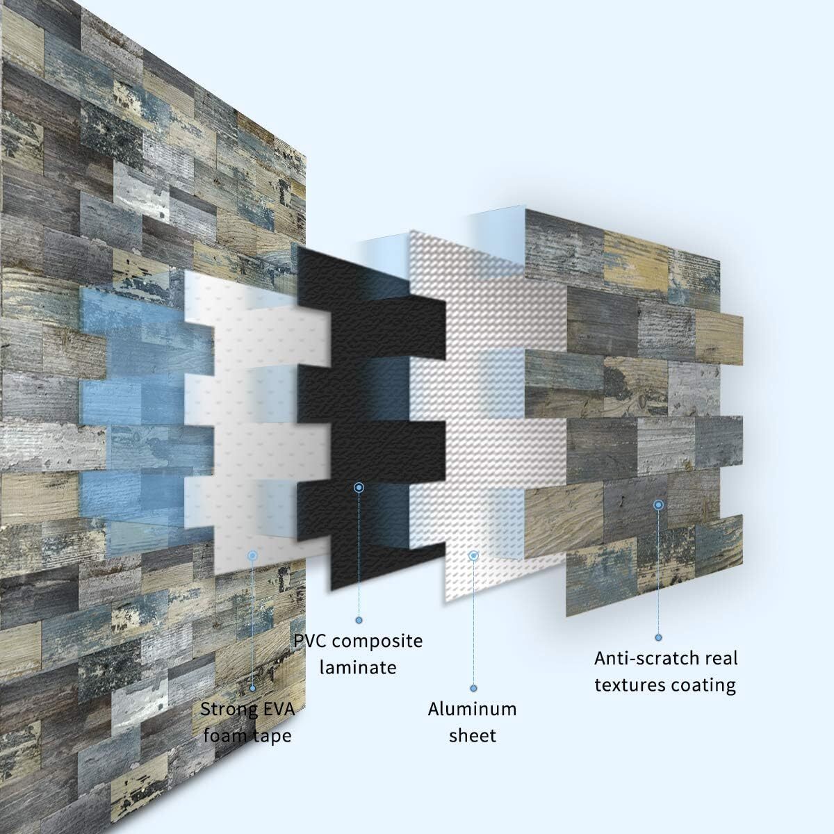 Art3d Peel and Stick Distressed Rustic Wood Panel 5-Sheet, Baywood