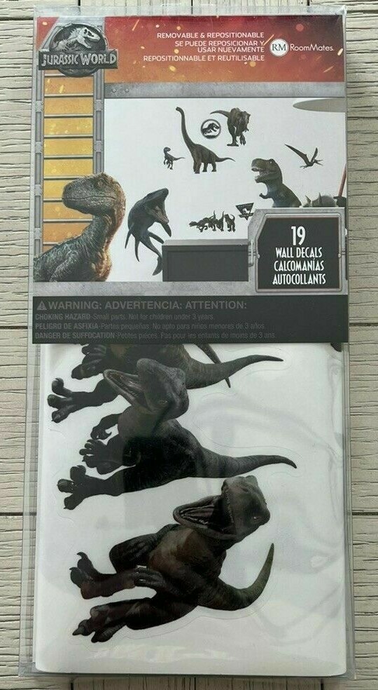 RoomMates RMK3798SCS JURASSIC WORLD Removable & Repositionable Wall Decals 19pc