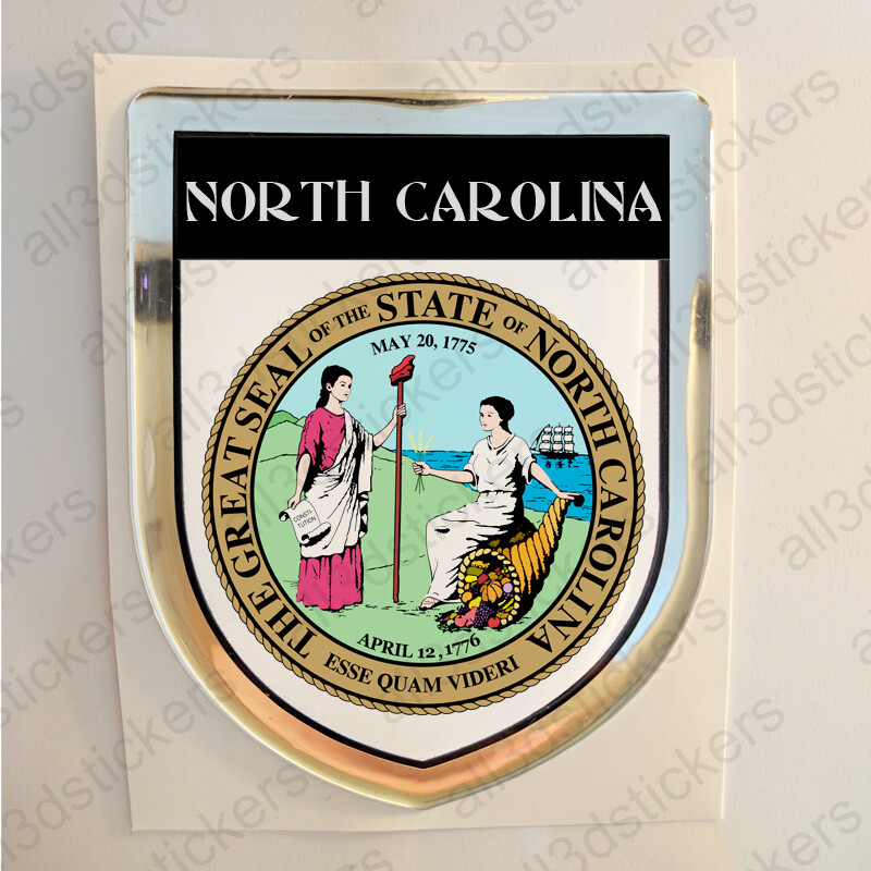 North Carolina USA Sticker Seal Resin Domed Flag United States 3D Stickers