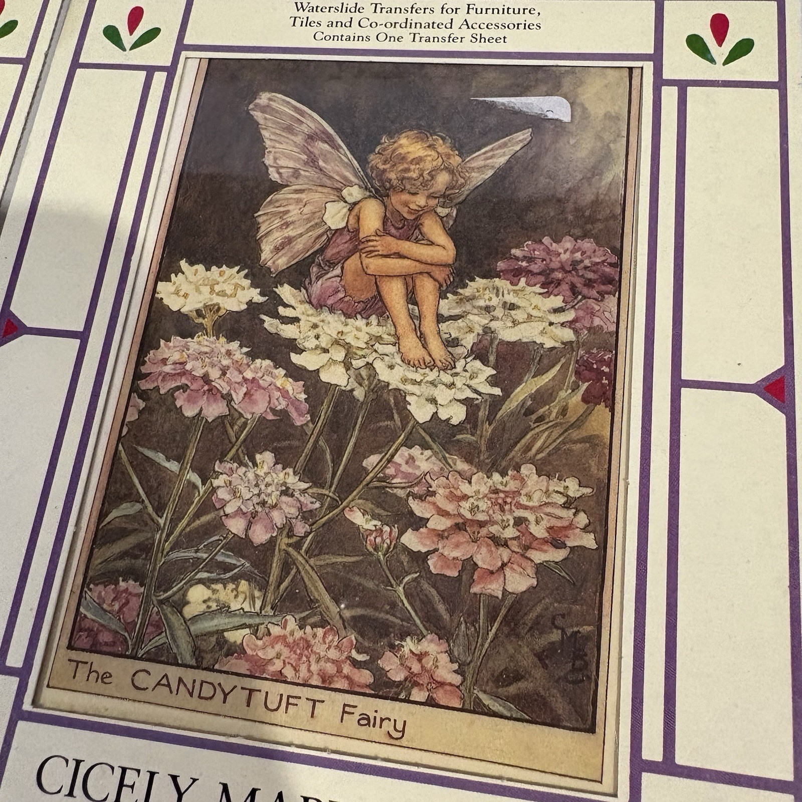 Flower Fairies Of The Garden Cicely Mary Barker 6” Water Transfer Decal 1991